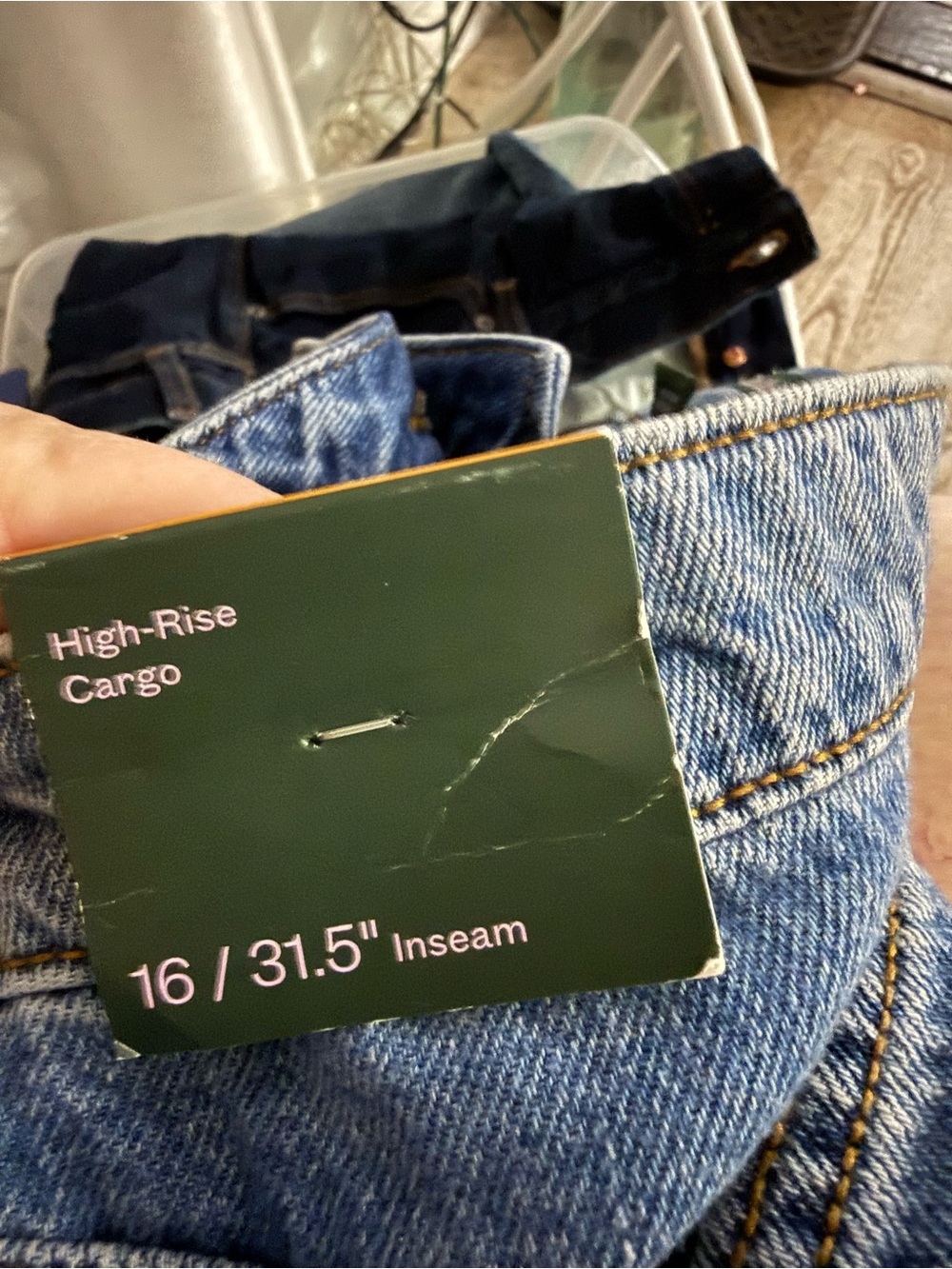Sz16 31.5 inseam Women’s Hi Rise Cargo Blue Cargo Jeans - Picture 7 of 9